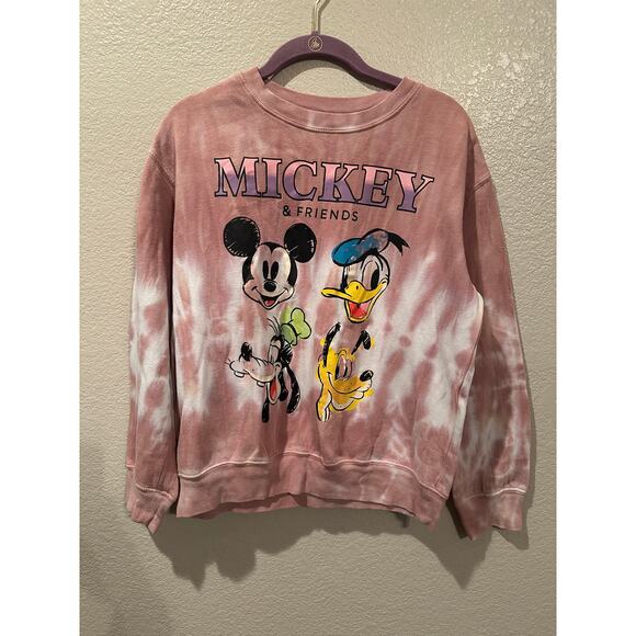 Disney Mickey and Friends Fab Four Donald Goofy Pluto Tie Dye Crew Sweatshirt M - Picture 1 of 3